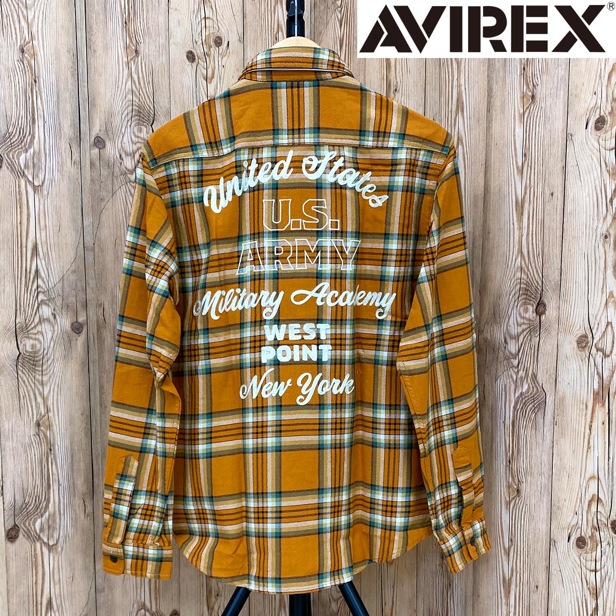 AVIREX CHECK EMBROIDERED SHIRT チェックシャツ エンブロイデリー コッ...