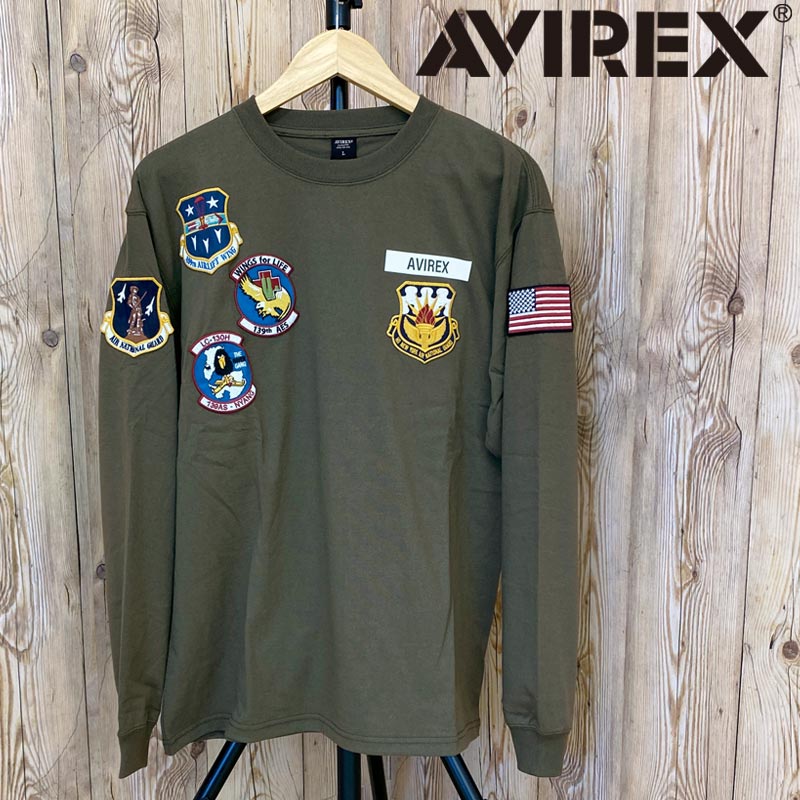 AVIREX アヴィレックス N.Y. A.N.G PATCH ロングＴシャツ ロンT 長袖トップス...