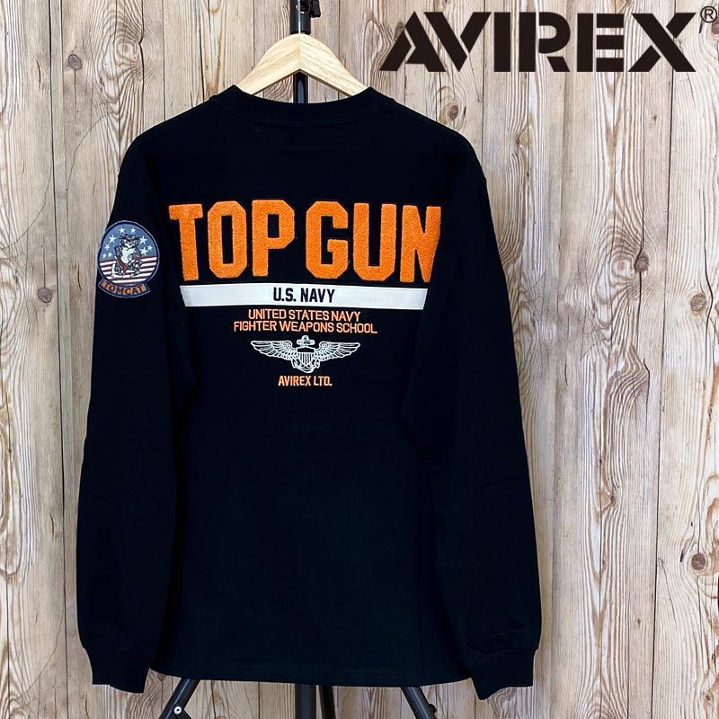 AVIREX アヴィレックス TOP GUN トップガン 長袖Tシャツ ロングTシャツ ロンT 刺繍...