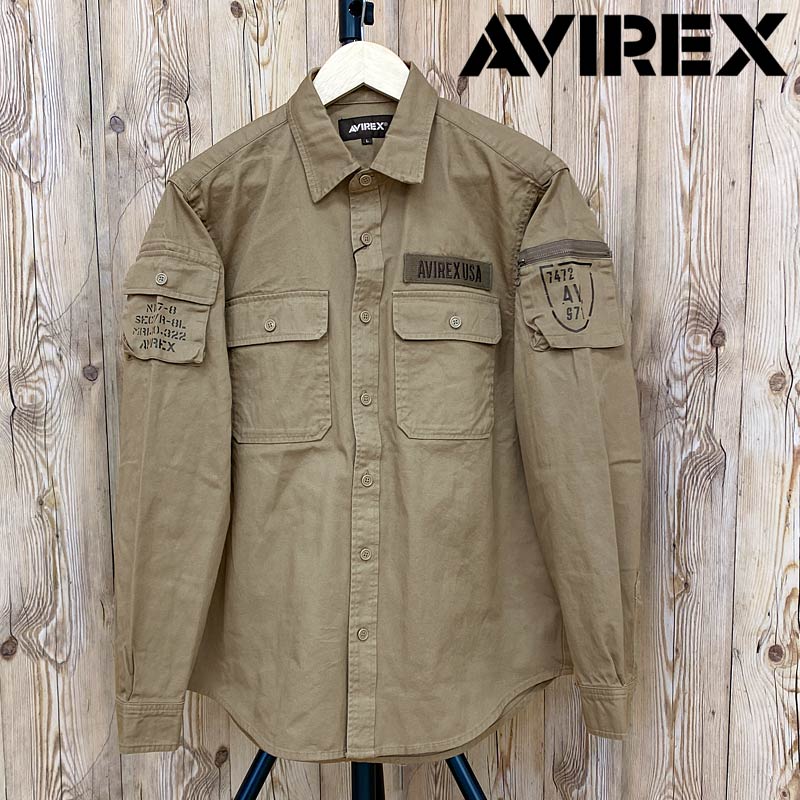AVIREX アヴィレックス 長袖ファティーグカーキ シャツ 長袖