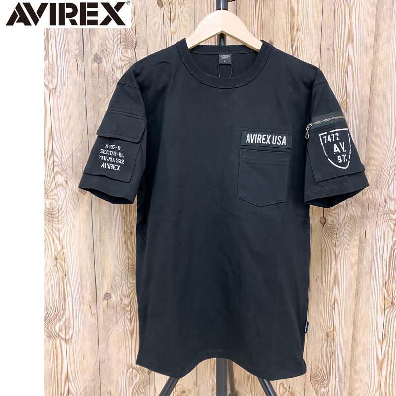 AVIREX 半袖 ファティーグ Tシャツ 綿100% クルーネック ポケット ミリタリー メンズブ...