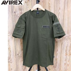 AVIREX アヴィレックス 半袖 ファティーグ Tシャツ 綿100% コットン クルーネック ポケ...