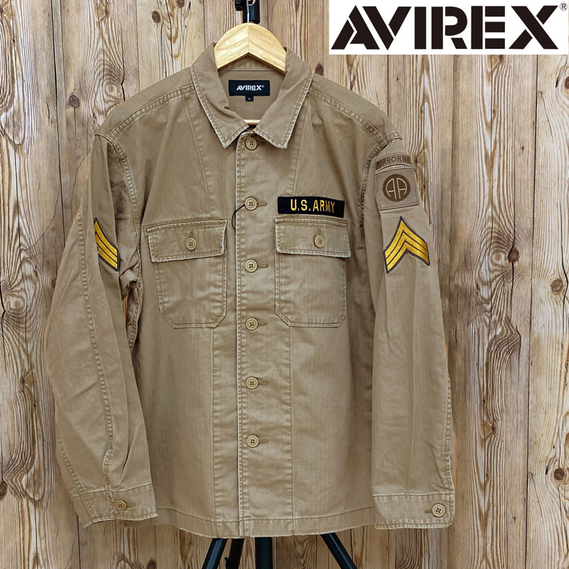 AVIREX アヴィレックス VINTAGE WASH TYPE OG-107 SHIRTS 長袖 ヴィンテージ ウォッシュ シャツ ミリタリー ワッペン メンズ ブランド