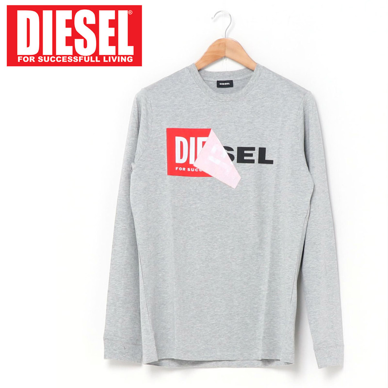 DIESEL ディーゼル Wロゴ プリント クルーネック 長袖 Tシャツ