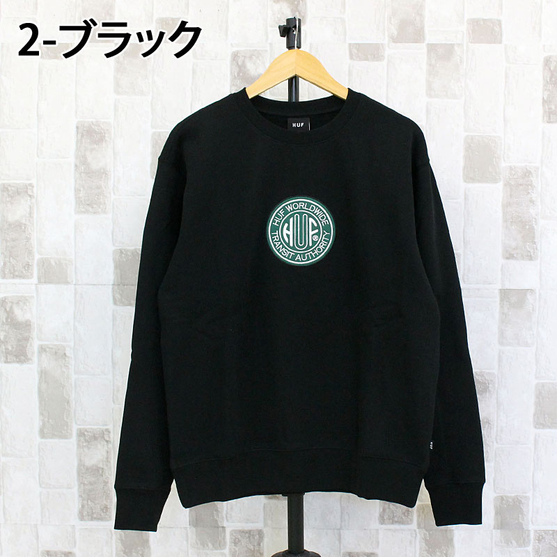 HUF ハフ トランシット オーソリティー クルーネック スウェット トレーナー TRANSIT AUTHORITY CREWNECK PF00760 裏起毛 サークル刺繍ロゴ トップス 長袖_2