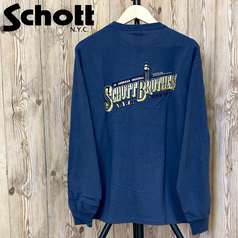 Schott ショット BARBER EMB バーバーロゴ 刺繍ロングスリーブTシャツ トップス 長...
