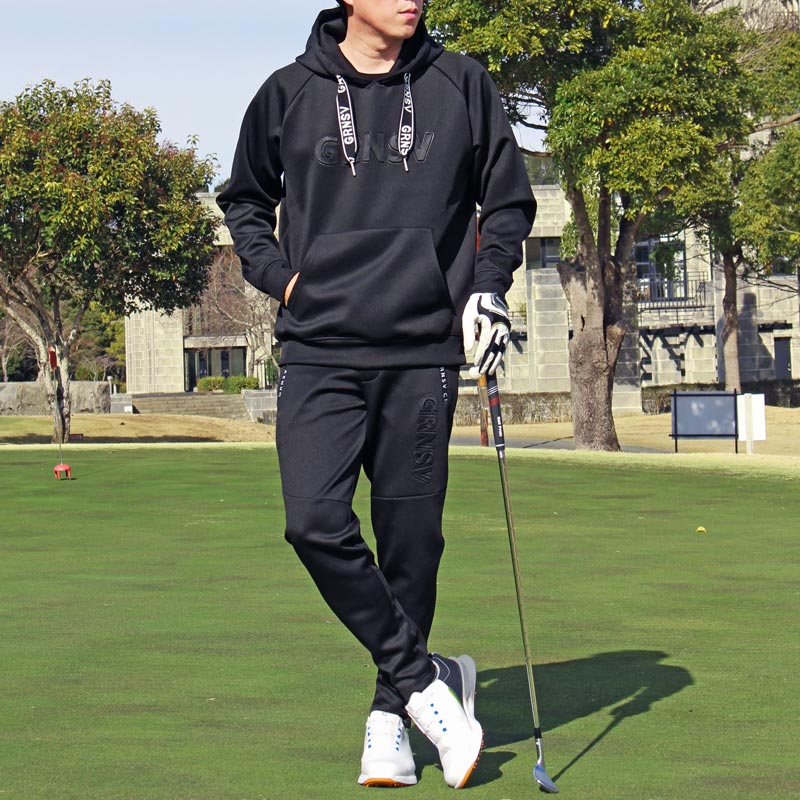 ゴルフウェア メンズ 上下セットアップ プルパーカー トレーナー