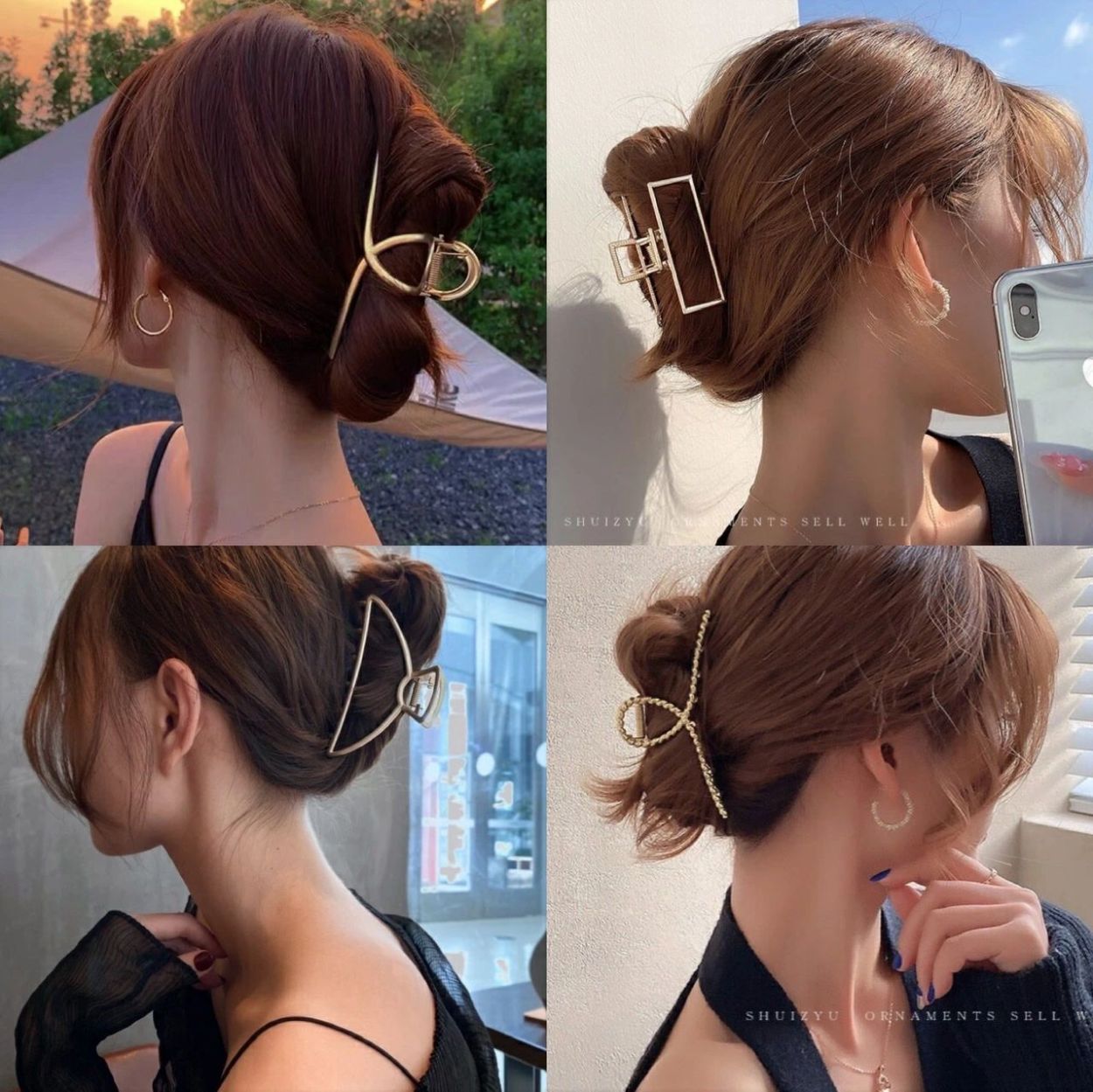 限定 お得 ヘアクリップ ！ツイスト メタル マット くるりん ゴールド