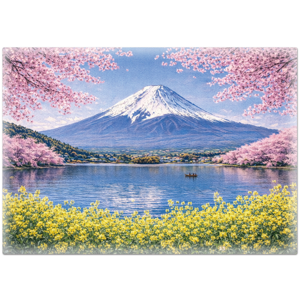 AIアートお風呂ポスター 季節の富士山 キャンバスアート風 春