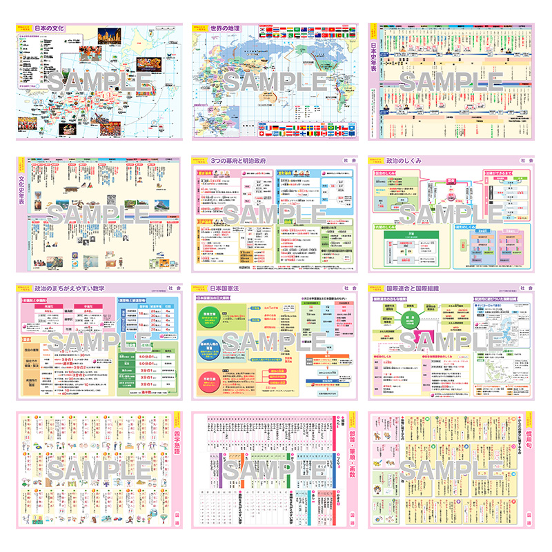 マグネットパーク×旺文社』おふろポスター 中学受験シリーズ　23枚セット マグネットパーク×旺文社』おふろポスター 中学受験シリーズ 23