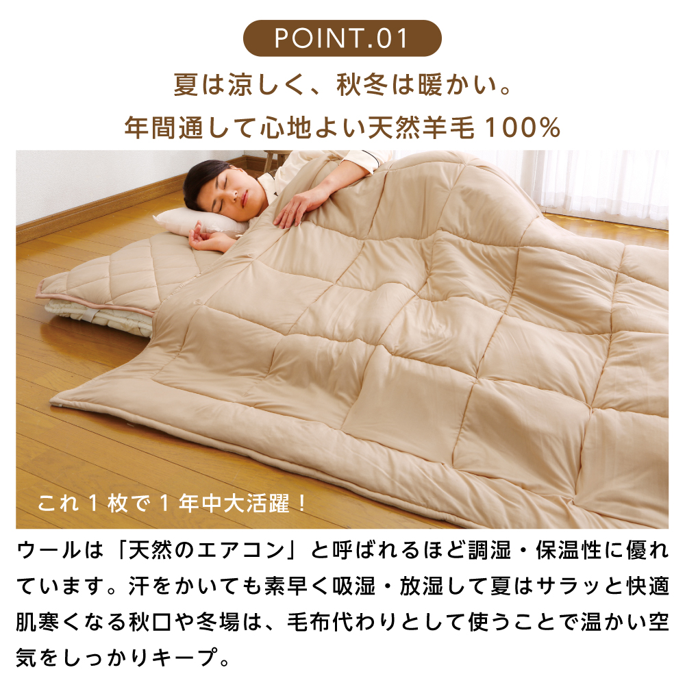 新品未使用ETRO  Collection 羊毛肌掛けふとん　2枚 洗える 肌掛け布団 羊毛100% ダブル 180×190 羊毛 肌ふとん 高品質