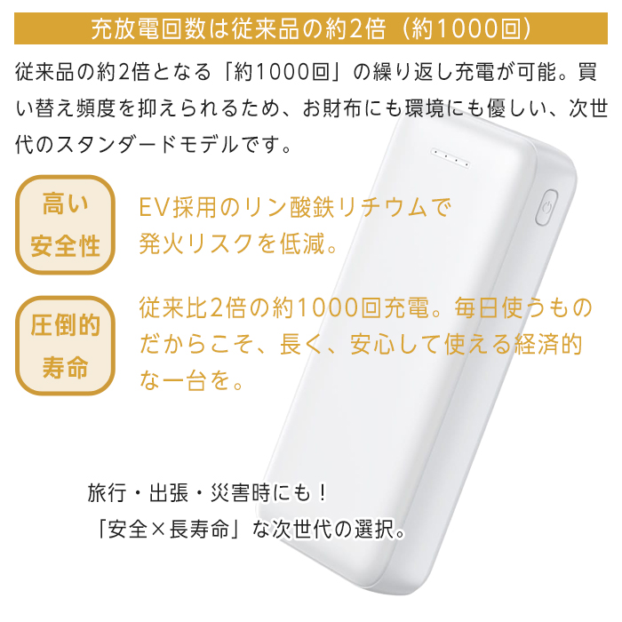 HIDISC リン酸鉄 モバイルバッテリー リン酸鉄バッテリー 20000mAh HD