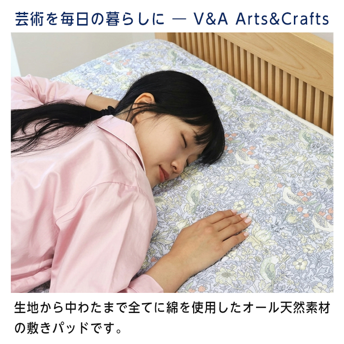 ロマンス小杉 敷きパッド いちご泥棒 綿100% セミダブル 120×205 V&A