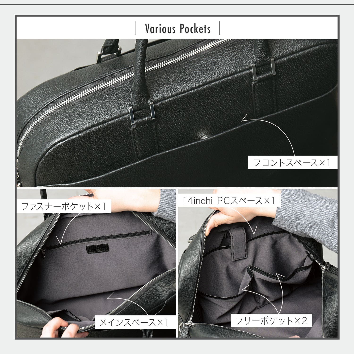 ビジネスバッグ 本革 メンズ A4 薄い 薄型 大容量 自立 スキミング防止 スリム ブリーフケース PCバッグ ビジネスバッグ 通勤 出張 ショルダーストラップ / BG5の画像