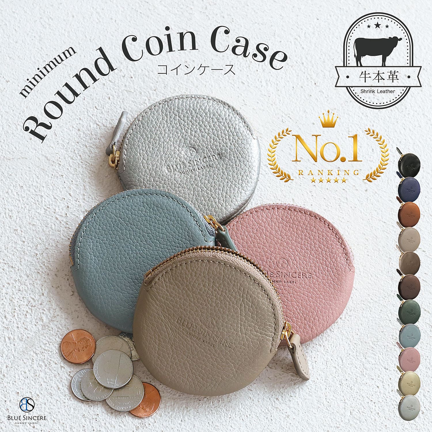 BLUE SINCERE（ブルーシンシア） 小銭入れ レディース 本革 薄い 使い 