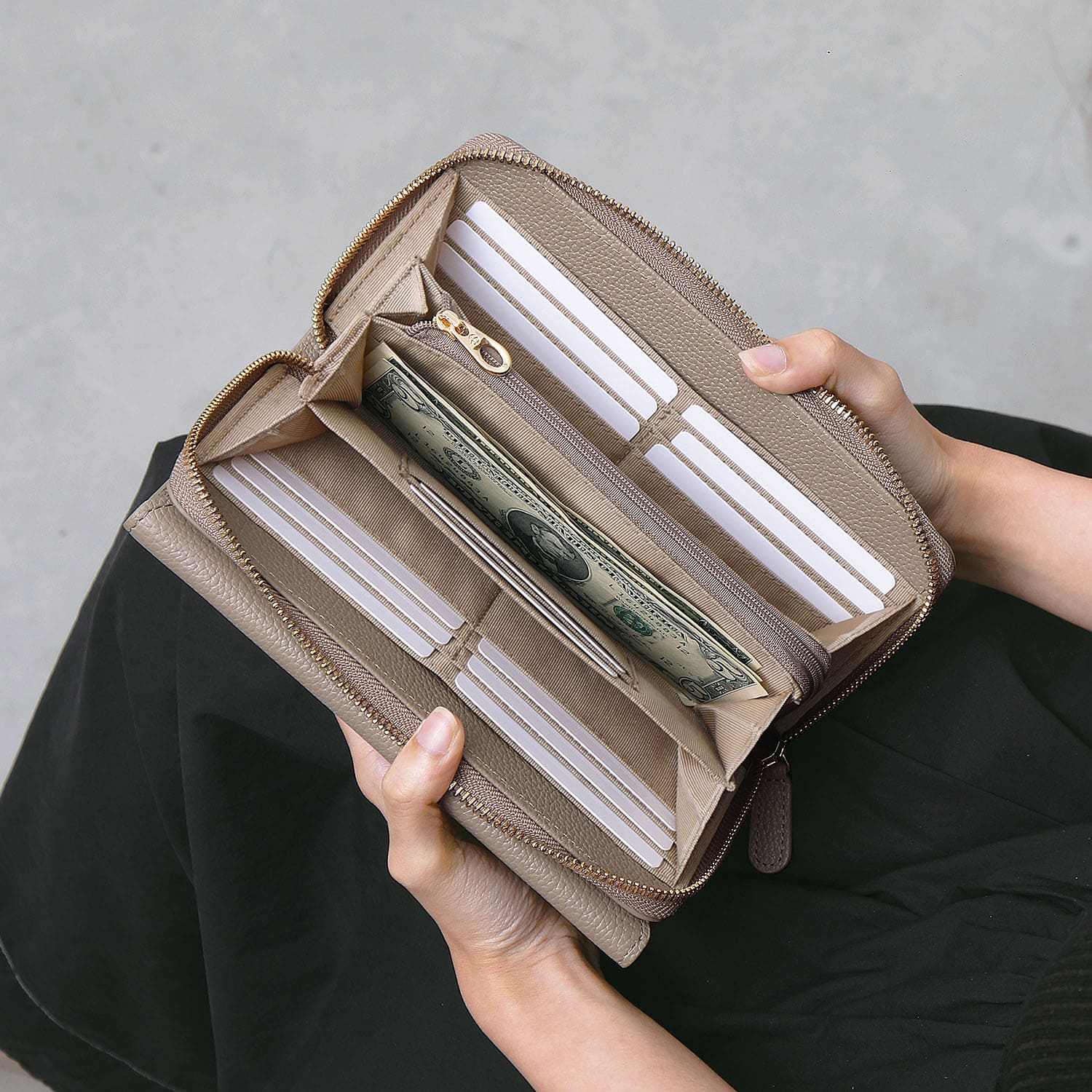 お財布機能付き バッグ 本革 スマホショルダー 横型 スマホポーチ お財布ショルダー サコッシュ 長財布 ハンドバッグ レディース ポーチ 3way 撥水 軽量 / MP2の画像