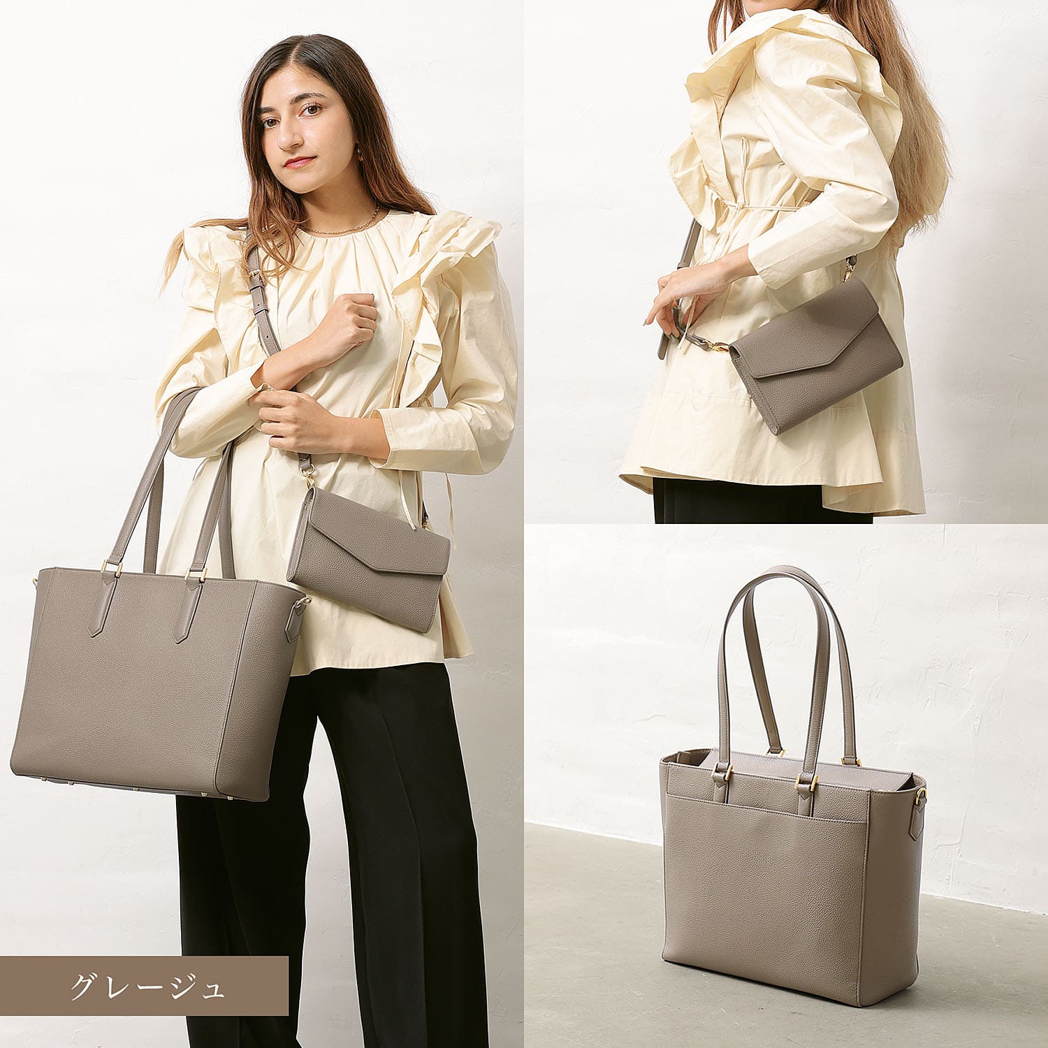 【極美品】ザネラート ポスティーナ シボ革 2WAY A4収納可 グレージュ ザネラート ポスティーナ ショルダーバック スタッズシボ革レザー2way