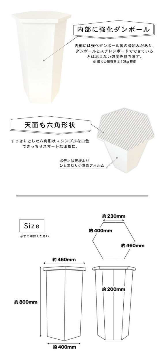 MAGONOTE ディスプレイ用 六角形展示台（白） 軽量 特殊スチレン
