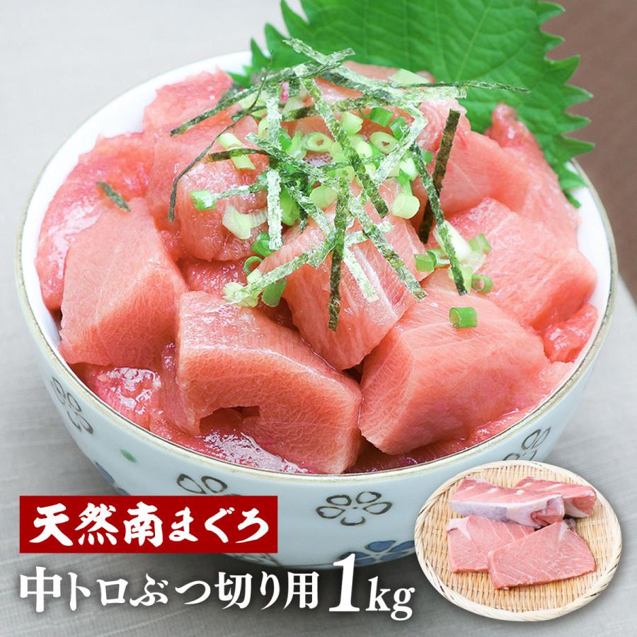 マグロ 中トロ 訳あり 刺身 天然南まぐろ 中トロぶつ切り用1kg 80511 | 焼津港 船元直営 福一