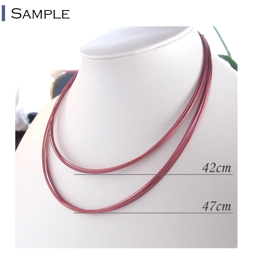 カラーワイヤーネックレスチェーンピンク色