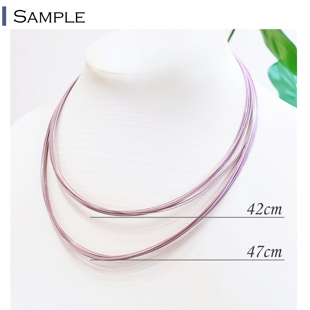 カラーワイヤーチョーカー12連ライラック紫ピンク