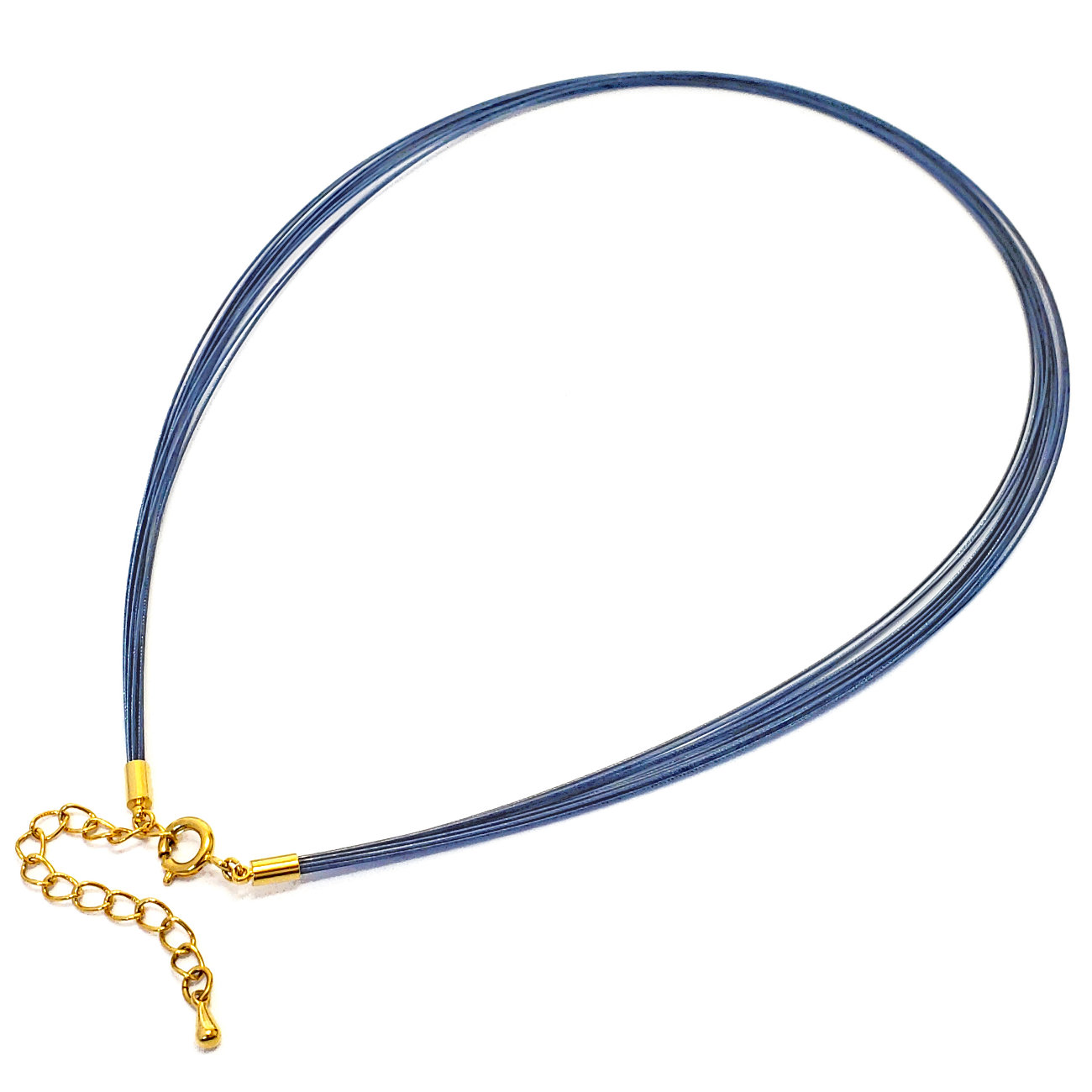 カラーワイヤー ネックレス チョーカー チェーン 12連 ( ブルー 青