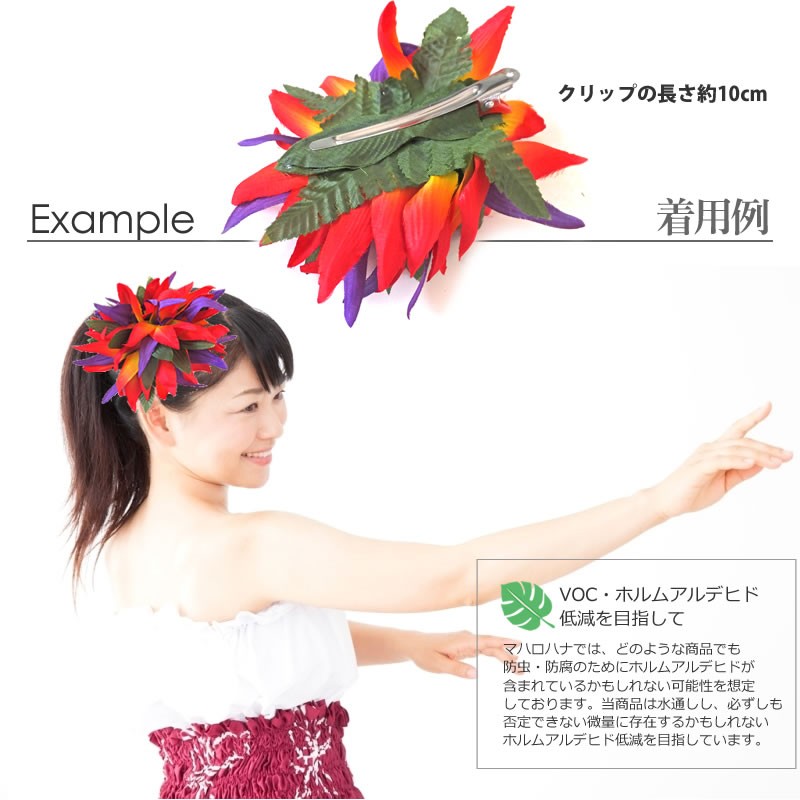 フラダンスのバードオブパラダイスのヘアクリップ