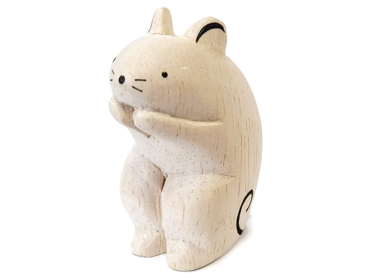 ぽれぽれ動物 ネズミ ねずみ 鼠(干支 子)手作り 木彫り 置物