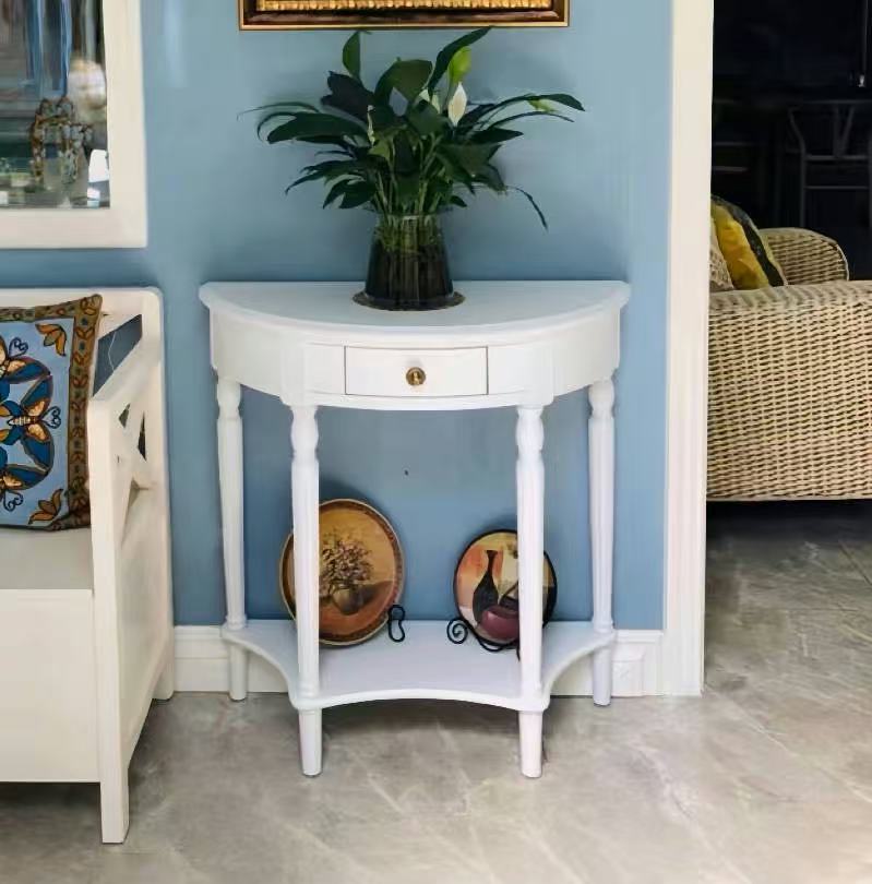 サイドテーブル 丸 収納 白 幅60 高さ80cm 木製テーブル ナイト