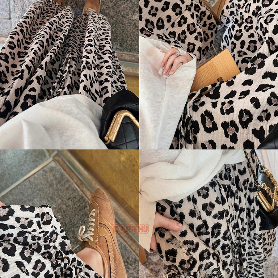 NOUNOUパンツ フェスパンツ Mサイズ レオパード ヒョウ柄 バルーンパンツ レディース ヒョウ柄 レオパード 九分丈 ワイドパンツ