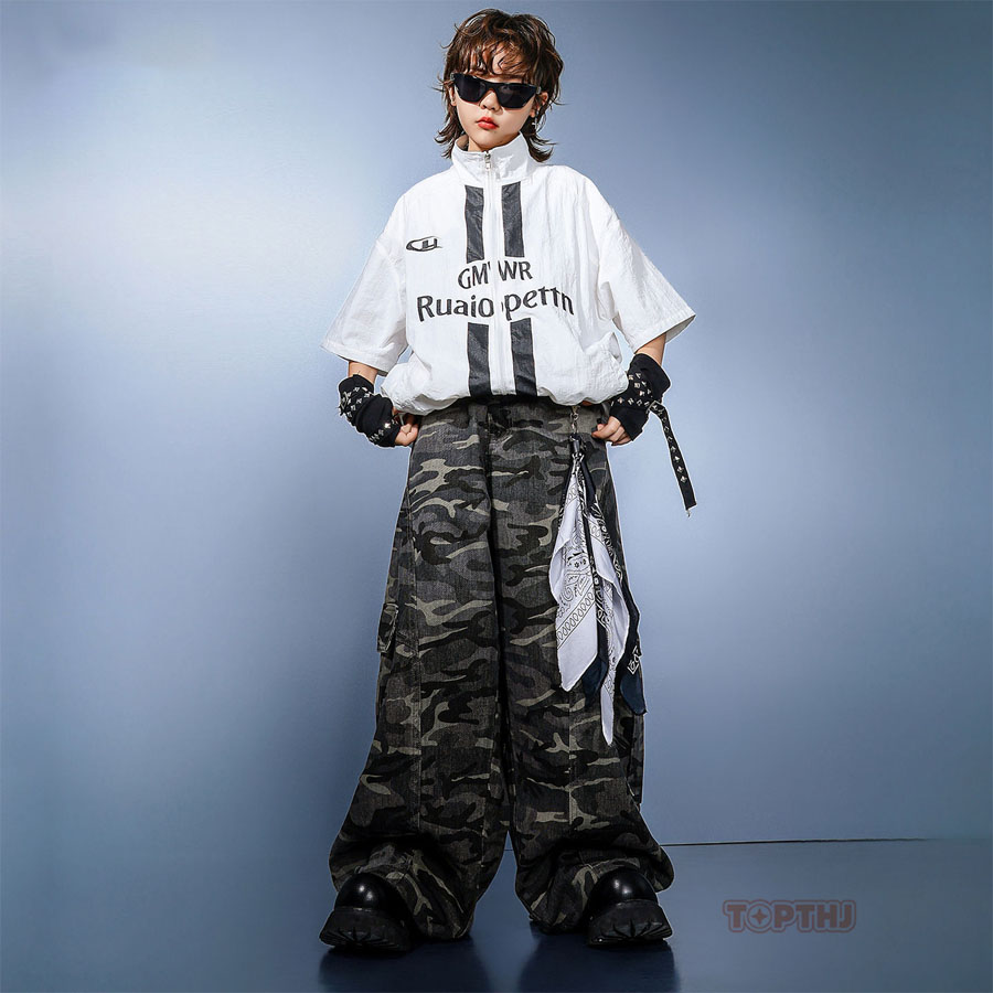 キッズ ダンス衣装 セットアップ 単品可 ジャケット タンクトップ 迷彩