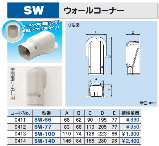 因幡電工 [メーカー受注停止]因幡電工 SW-100-I 配管化粧カバー(一般用