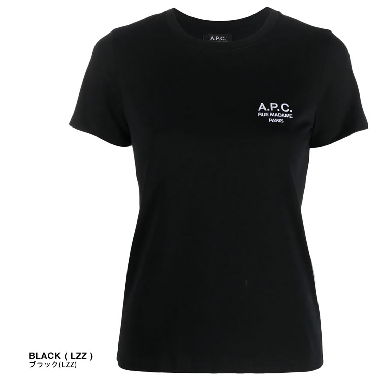 アーペーセー A.P.C. デニス Tシャツ レディース 半袖 カットソー ロゴ 刺繍 クルーネック 丸首 ブランド 大きいサイズ 綿 白 黒  ホワイト ブラック
