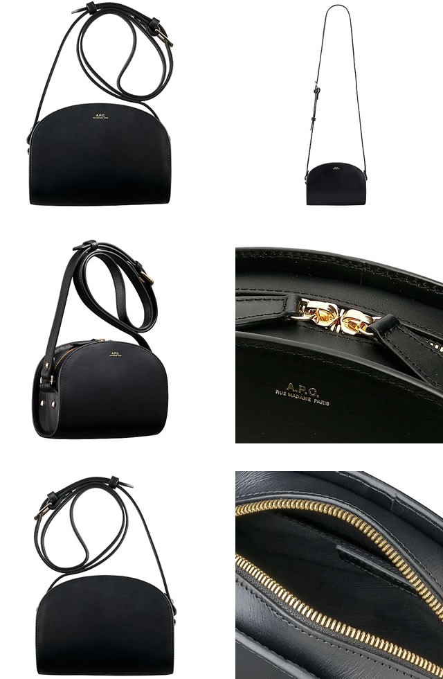 APC アーペーセー ショルダーバッグ レディース レザー ハーフムーン 半月型 ミニ Demi-Lune バッグ ブランド 斜めがけ 革 黒 ブラック PXAWV F61392