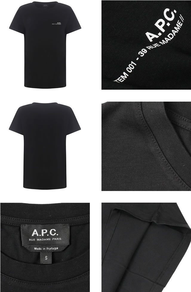 アーペーセー A.P.C. アイテム Tシャツ レディース 半袖 カットソー ロゴ プリント クルーネック 丸首 ブランド 大きいサイズ 綿 白 黒  ホワイト ブラック : 265-054 : MSS - 通販 - Yahoo!ショッピング