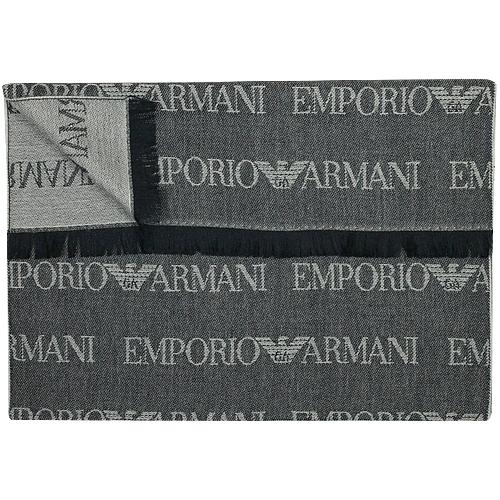 エンポリオ アルマーニ EMPORIO ARMANI マフラー ストール メンズ ロゴ ウール 防寒 通勤 通学 ブランド プレゼント 黒
