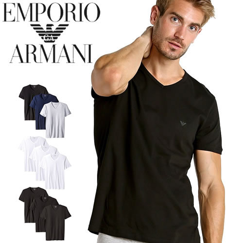 エンポリオ アルマーニ EMPORIO ARMANI Tシャツ 半袖 Vネック 3枚