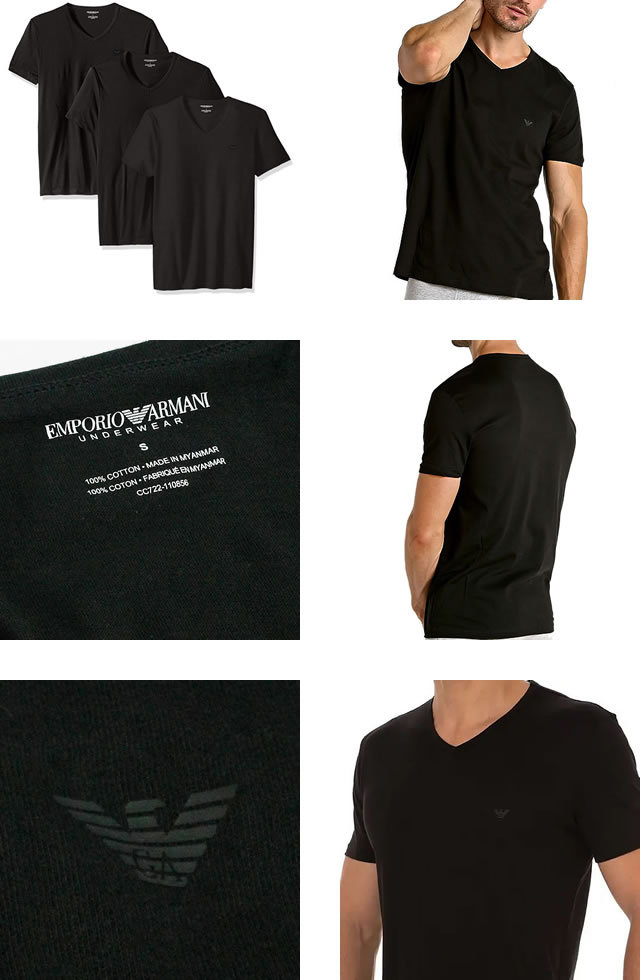 エンポリオ アルマーニ EMPORIO ARMANI Tシャツ 半袖 Vネック 3枚セット 3枚組 メンズ インナー 肌着 ブランド プレゼント 黒  白 ブラック ホワイト :203-038:MSS - 通販 - Yahoo!ショッピング