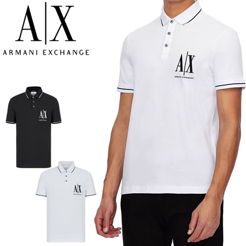 アルマーニ エクスチェンジ ARMANI EXCHANGE ポロシャツ 半袖 メンズ ロゴ 刺繍 ゴルフ 綿100％ 大きいサイズ ブランド 白 黒  ホワイト ブラック