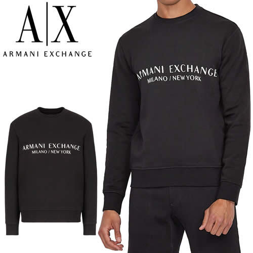 アルマーニ エクスチェンジ ARMANI EXCHANGE トレーナー スウェット プルオーバー メンズ ロゴ 丸首 コットン 大きいサイズ ブランド  黒 ブラック