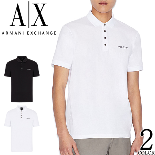 アルマーニ エクスチェンジ ARMANI EXCHANGE ポロシャツ 半袖 メンズ ロゴ ゴルフ 綿100％ 大きいサイズ ブランド 白 黒  ホワイト ブラック