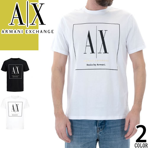 アルマーニ エクスチェンジ ARMANI EXCHANGE Tシャツ 半袖 メンズ クルーネック 丸首 ロゴ おしゃれ コットン 大きいサイズ  ブランド 白 黒 ホワイト ブラック