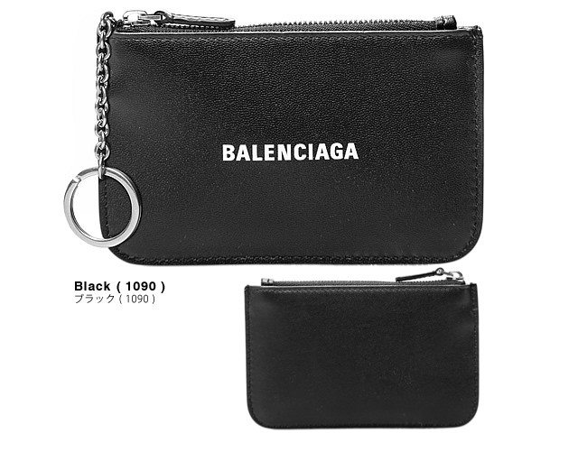 バレンシアガ BALENCIAGA 小銭入れ コインケース カードケースキャッシュ キー コイン ジップ レディース メンズ キーリング付き ブランド  黒 ブラック