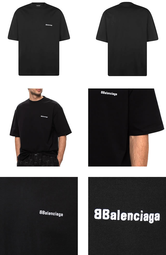 バレンシアガ BALENCIAGA Tシャツ 半袖 BB メンズ ミディアム フィット オーバーサイズ ロゴ刺繍 クルーネック 丸首 ブランド  おしゃれ 黒 ブラック