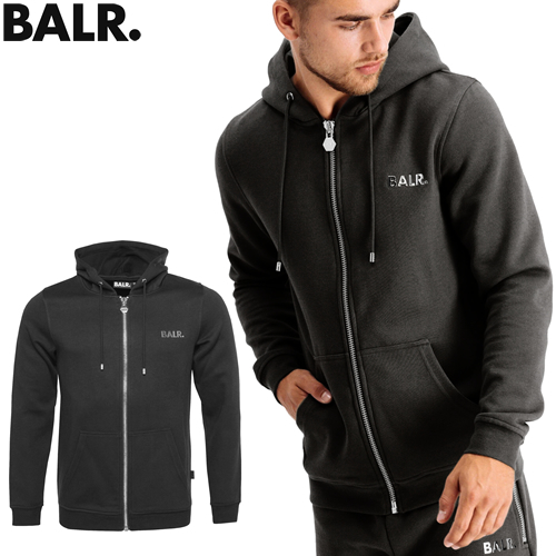 ボーラー BALR パーカー ジップアップパーカー スウェット Q-SERIES STRAIGHT ZIP THRU HOODIE B1267 メンズ  ロゴメタル ブランド おしゃれ 黒 ブラック