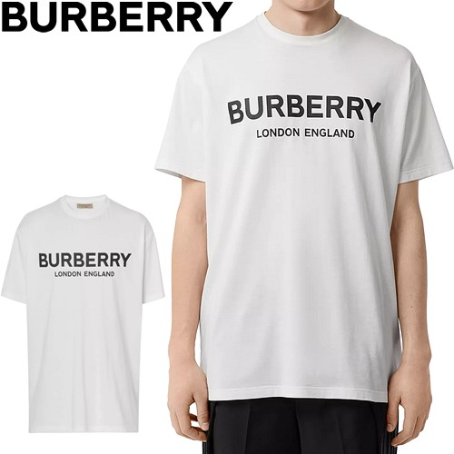 バーバリー BURBERRY Tシャツ 半袖 メンズ クルーネック 丸首 ロゴ おしゃれ 大きいサイズ プリント 綿100% ブランド 白 ホワイト