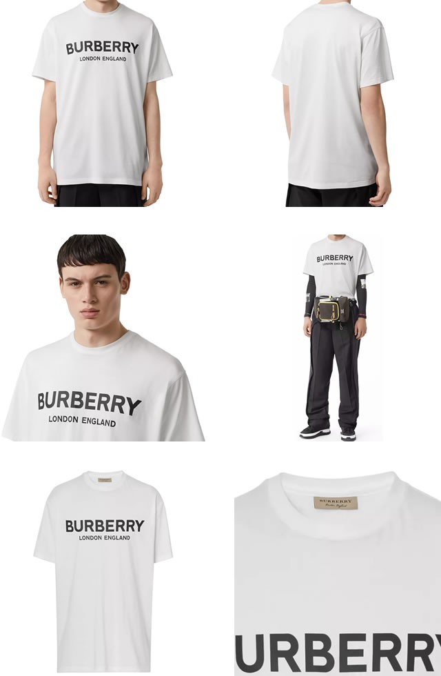 バーバリー BURBERRY Tシャツ 半袖 クルーネック 丸首 メンズ ロゴ おしゃれ プリント 綿100% 大きいサイズ ブランド 白 ホワイト