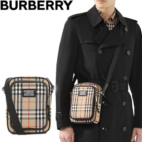 バーバリー BURBERRY バッグ ショルダーバッグ クロスボディバッグ メンズ レディース ヴィンテージチェック 縦型 斜めがけ ブランド  プレゼント ベージュ