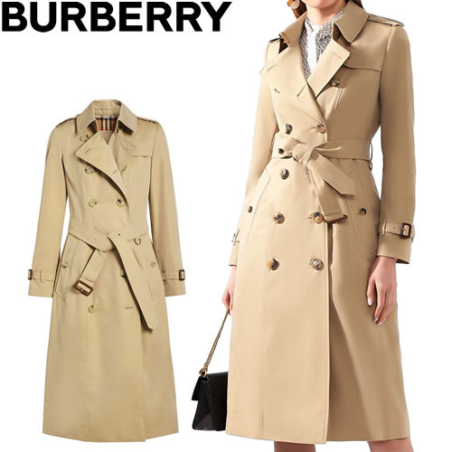 バーバリー BURBERRY トレンチコート ロング チェルシー ヘンテージコート レディース スプリングコート ロング 春 秋 大きいサイズ ハニー  ベージュ