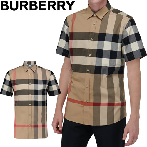 バーバリー BURBERRY カッターシャツ ショートスリーブ チェック ストレッチコットンポプリン シャツ メンズ 半袖 バーバリーチェック  ブランド おしゃれ